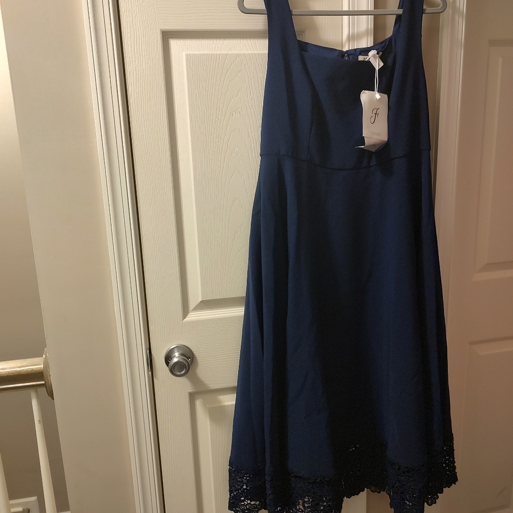 New Fehaute Elegant Purplish Blue Sleeveless Dress